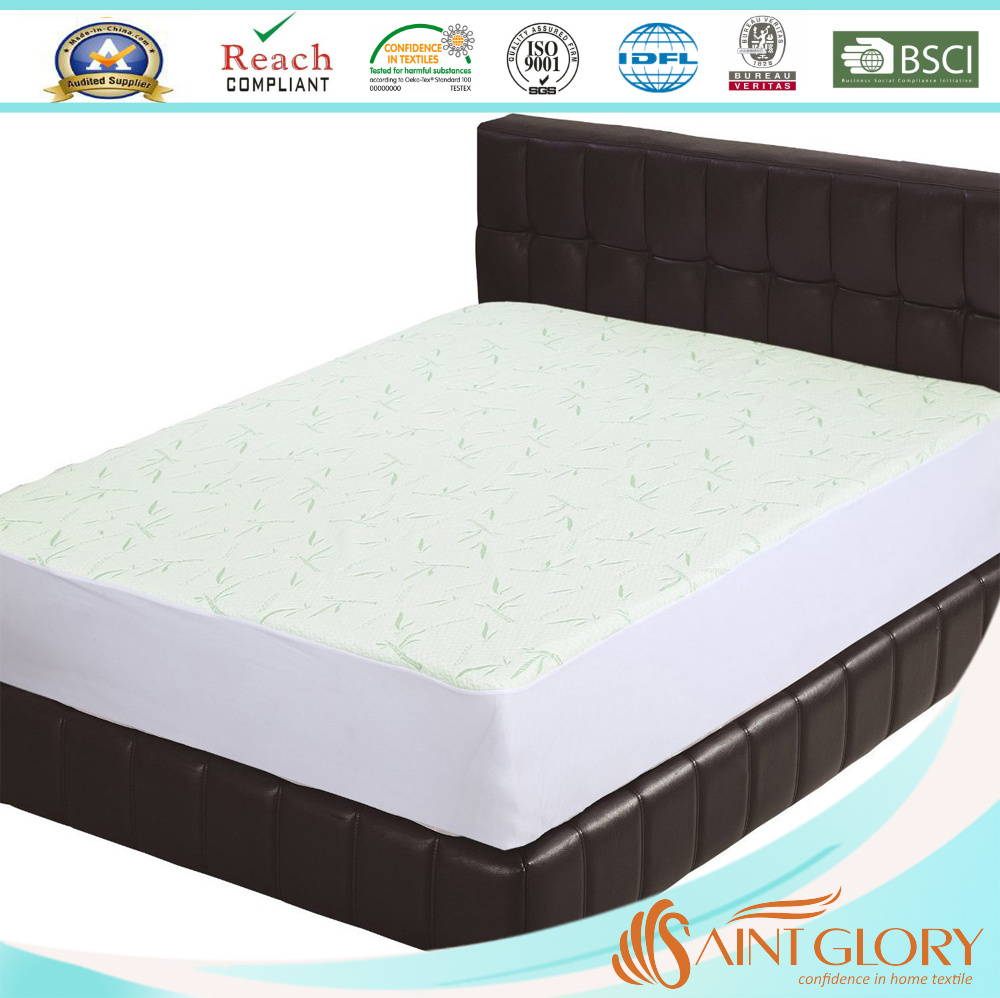 Bamboo Plush Cooling King Mattress Protector with Fitted Skirt