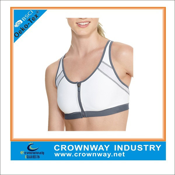 Custom Best Women Sports Bra with Zipper Front Closure Design