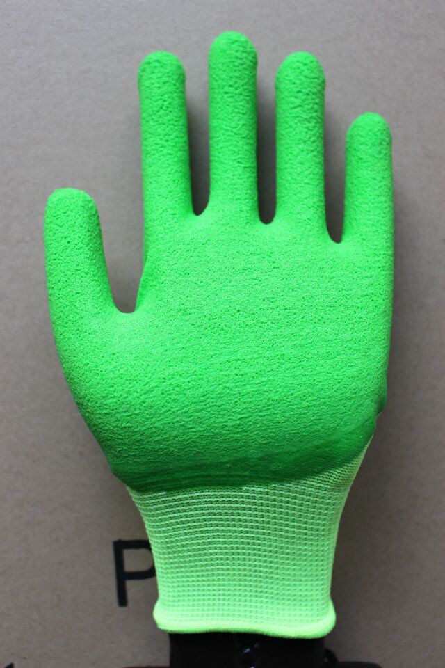 Green Foam Latex Rubber Work Safety Palm Coated Nylon Gloves with Ce