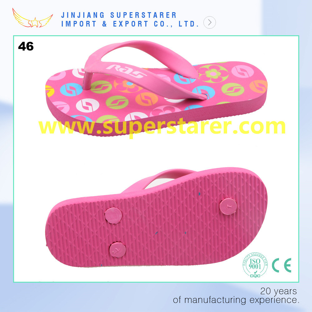 Customized Insole Printing Pink PE Flip Flop