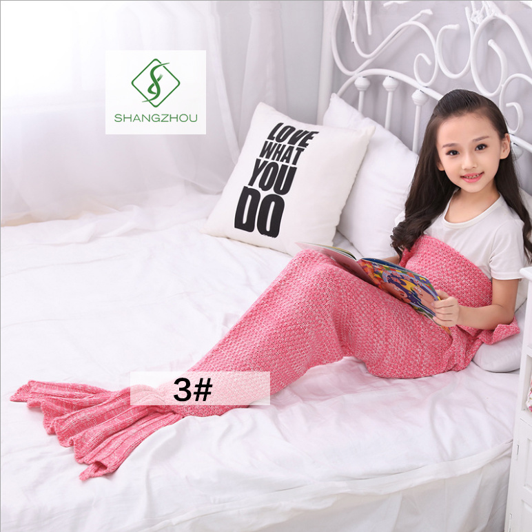 90cm*50cm Crochet Mermaid Tail Blanket Soft Sleeping Bag Knitted Blanket