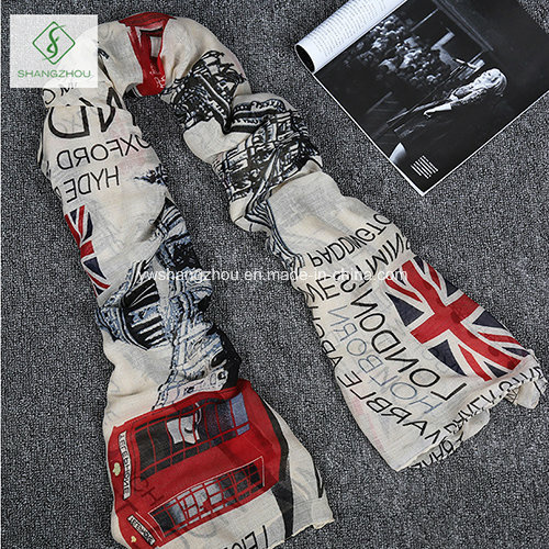 2018 Viscose Shawl British Flag Printed Fashion Lady Scarf Factory