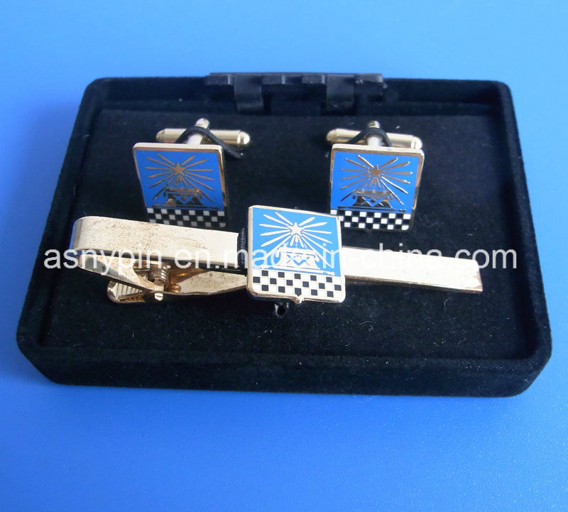 Metal Company Logo Cufflink and Tie Clip Set (AS-LS-0323003)