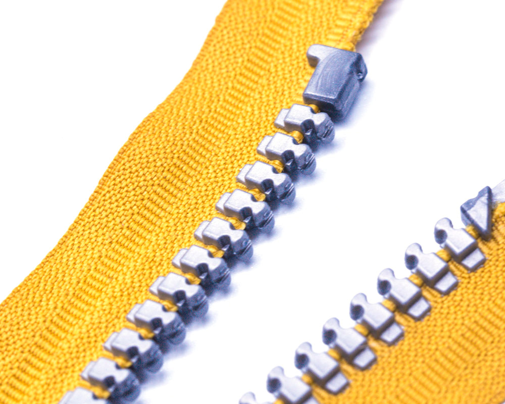 Vislon Zipper with Yellow Tape and Grey Teeth/Fancy Puller/Top Quality