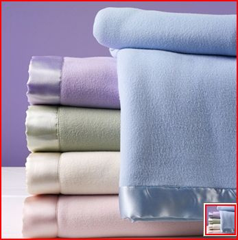 Solid Color Brushed Polar Fleece Blanket with Satin Border