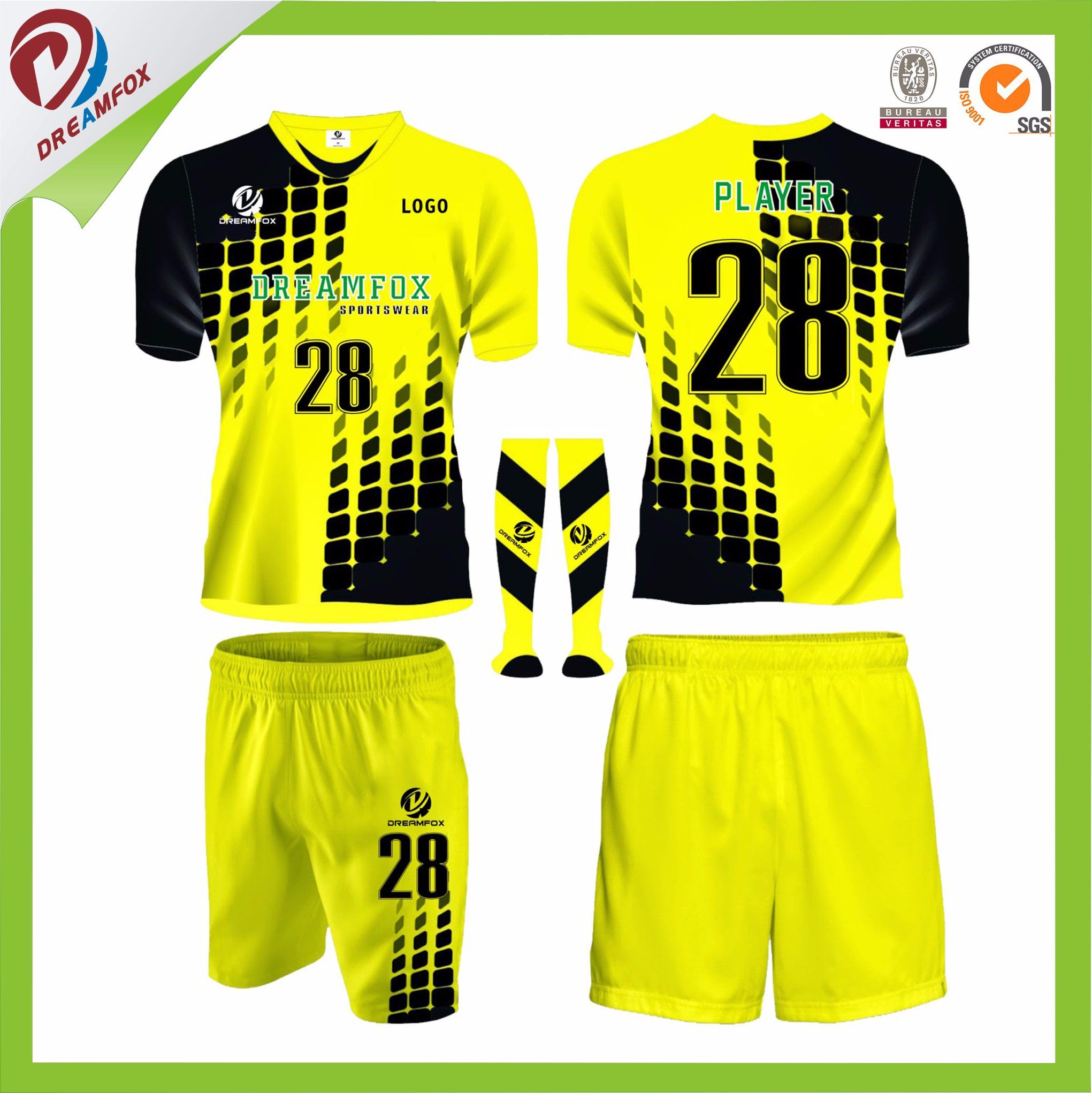 Dreamfox Custom Quick Dry Digital Sublimation Soccer Jersey Design for Wholesales