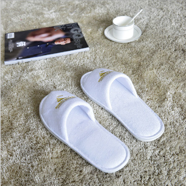 Hotel Collection White Open-Toe Plushed SPA Disposable Slippers