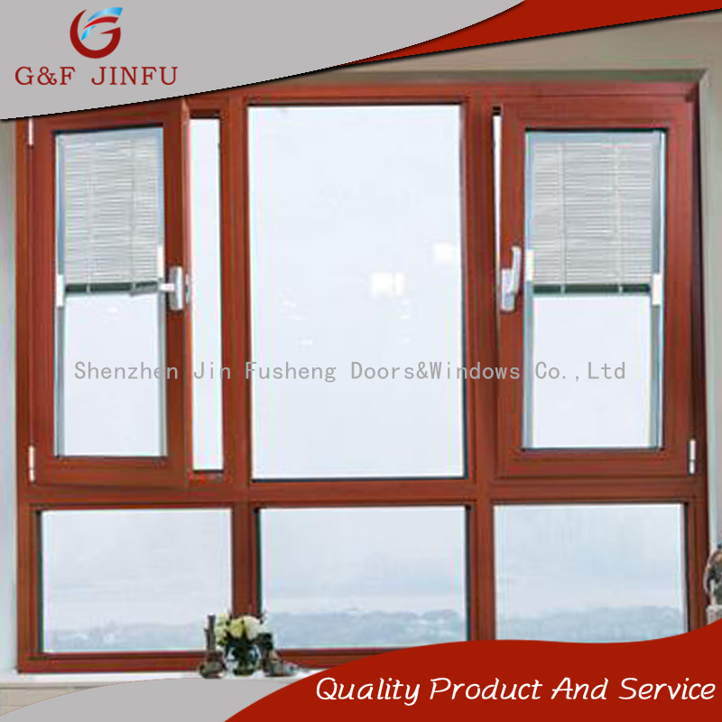 Double Glazing Aluminium Profile Awning Window with Shutters