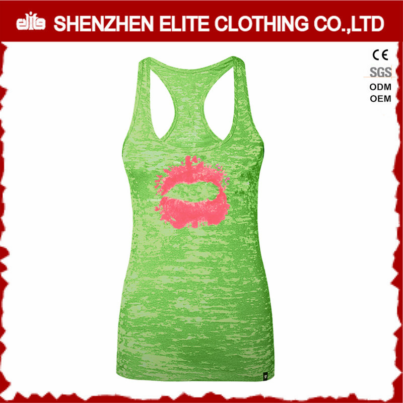 Ladies Slim Fit Colour Printing Polyester Cotton Burnout Singlet (ELTWBJ-391)