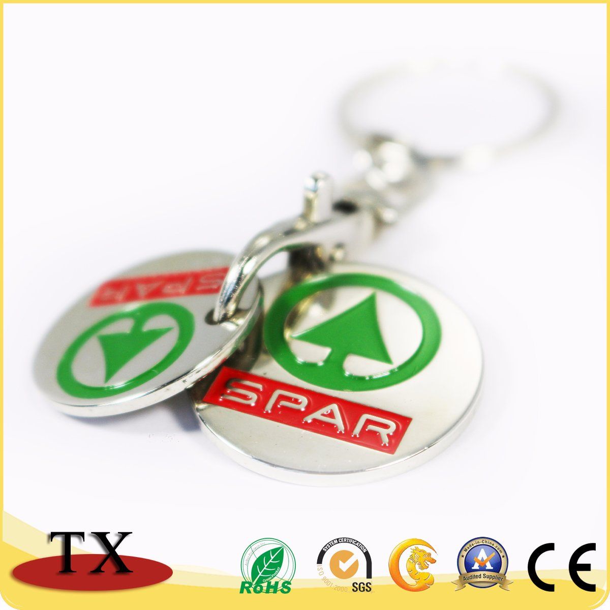 Cheap Shopping Trolley Token Coin Key Chain for Promotion Gift