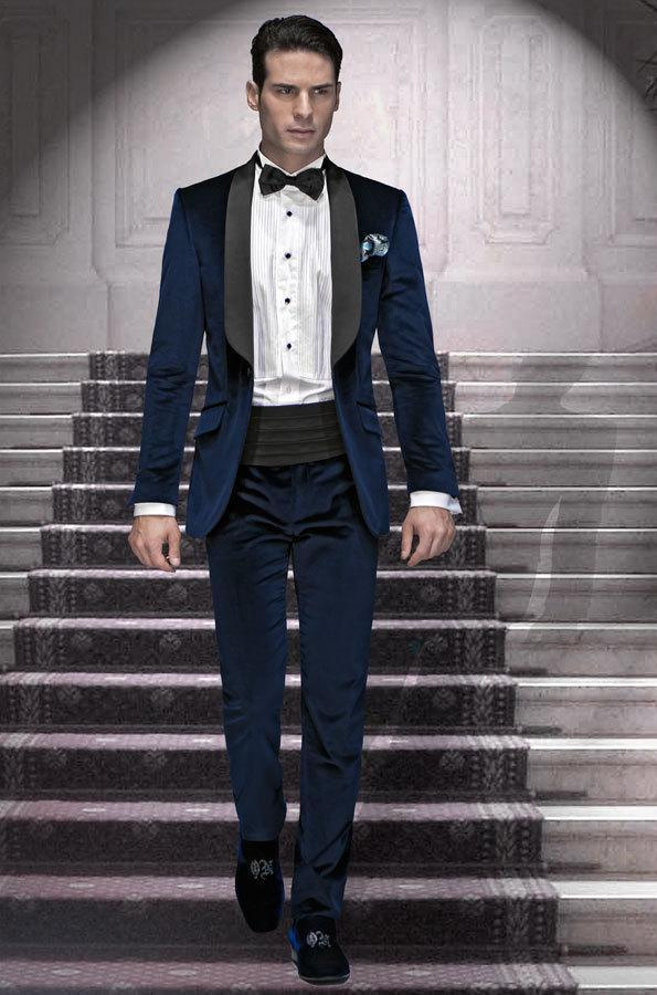 Custom Men Navy Blue Tuxedo Suit