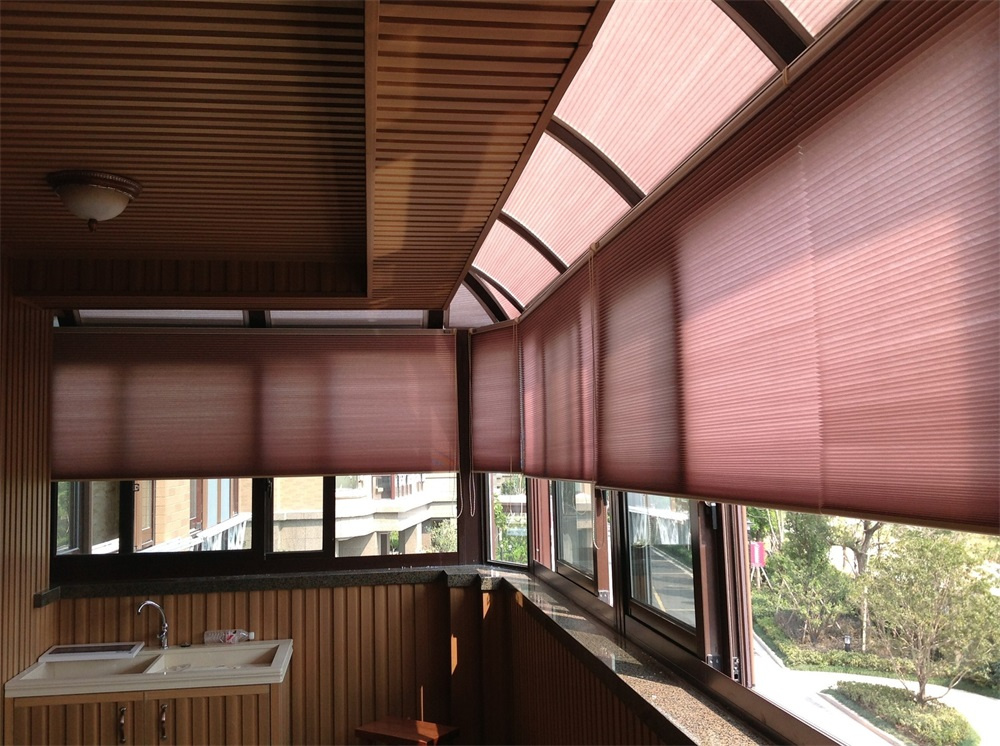 Home Decoration Effect Photos for House Balcony Honeycomb Blinds Curtains