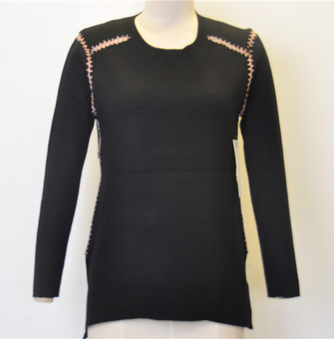 Ladies Simple Round Neck Pullover Knit Sweater