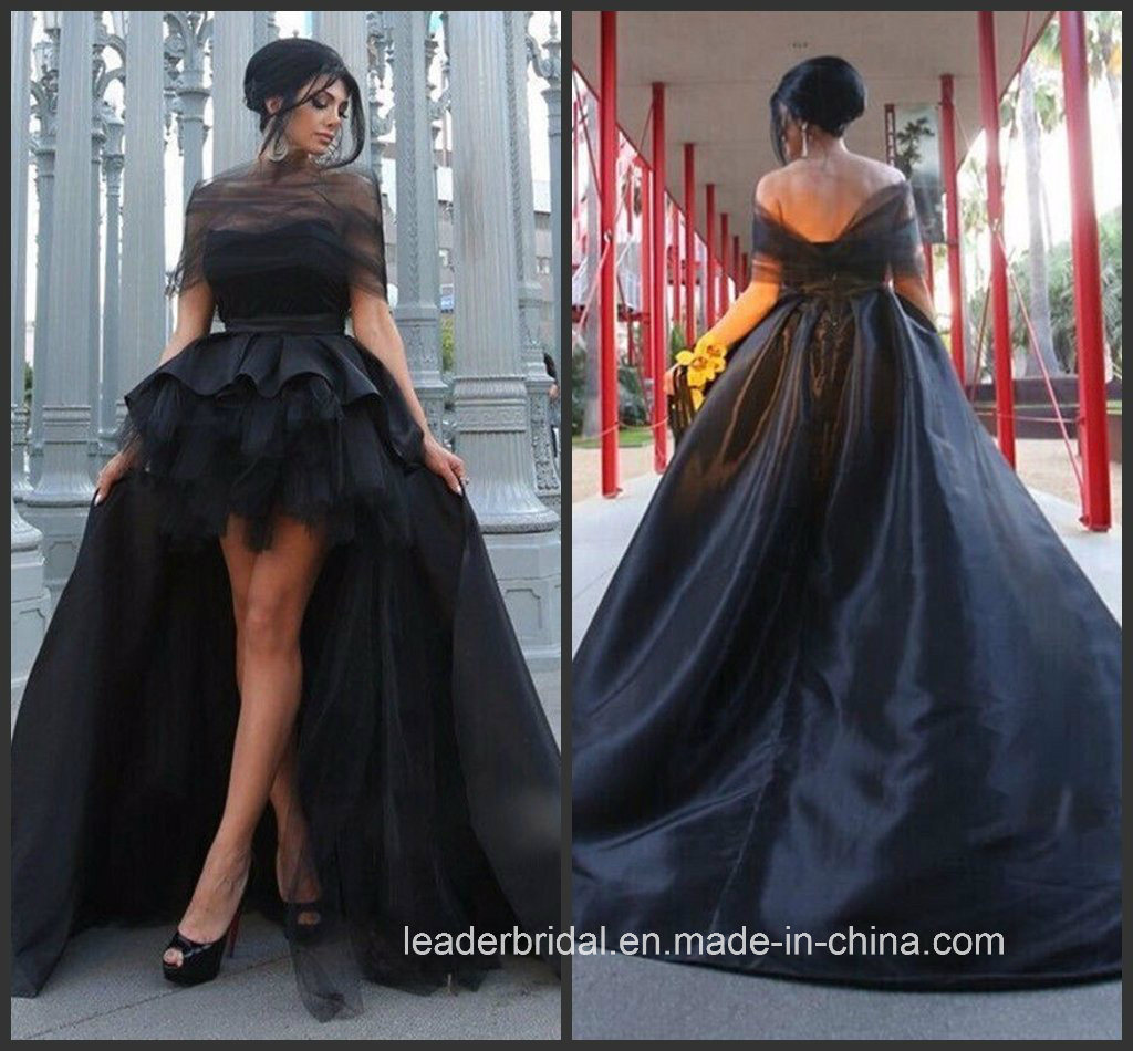 Black Party Prom Gown off Shoulder Hi-Low Mother Daughter Evening Dress P16080