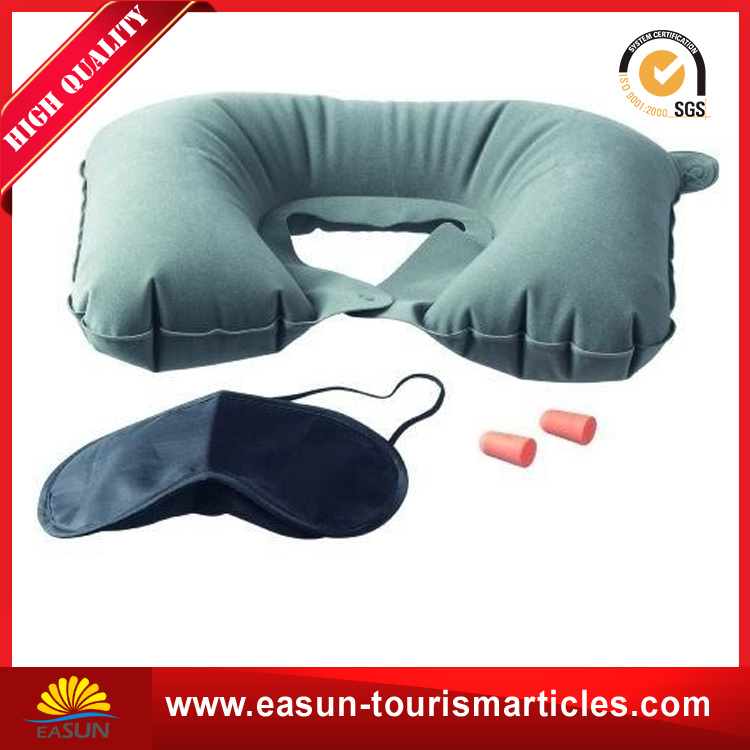 Flocked PVC Inflatable Airline Sleeping Neck Pillow