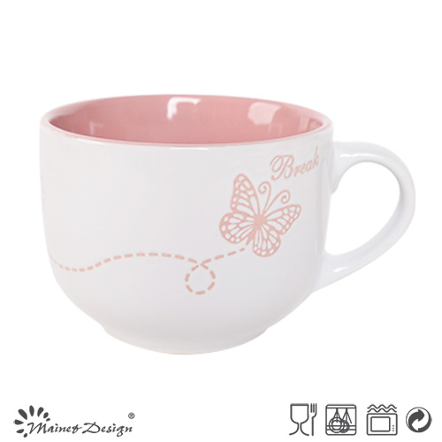 Two Tones Silk Screen Butterfly Soup Mug