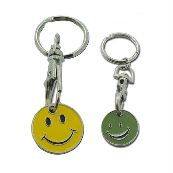 Factory Price Smile Logo Trolley Coin Key Chain