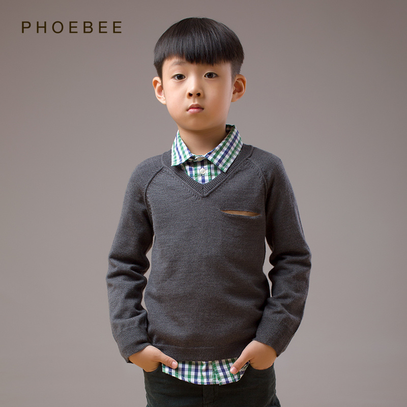100% Wool Boys Knitted Clothes for Spring/Autumn
