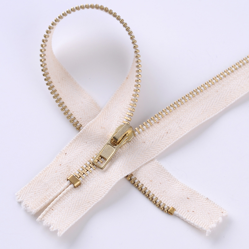 No. 4 Gold Brass Zipper Cotton Tape Close End for Jeans