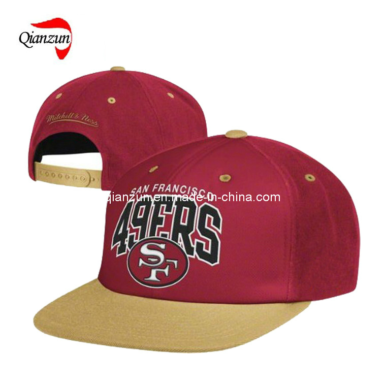 Dark Red Embroidery Snapback Caps