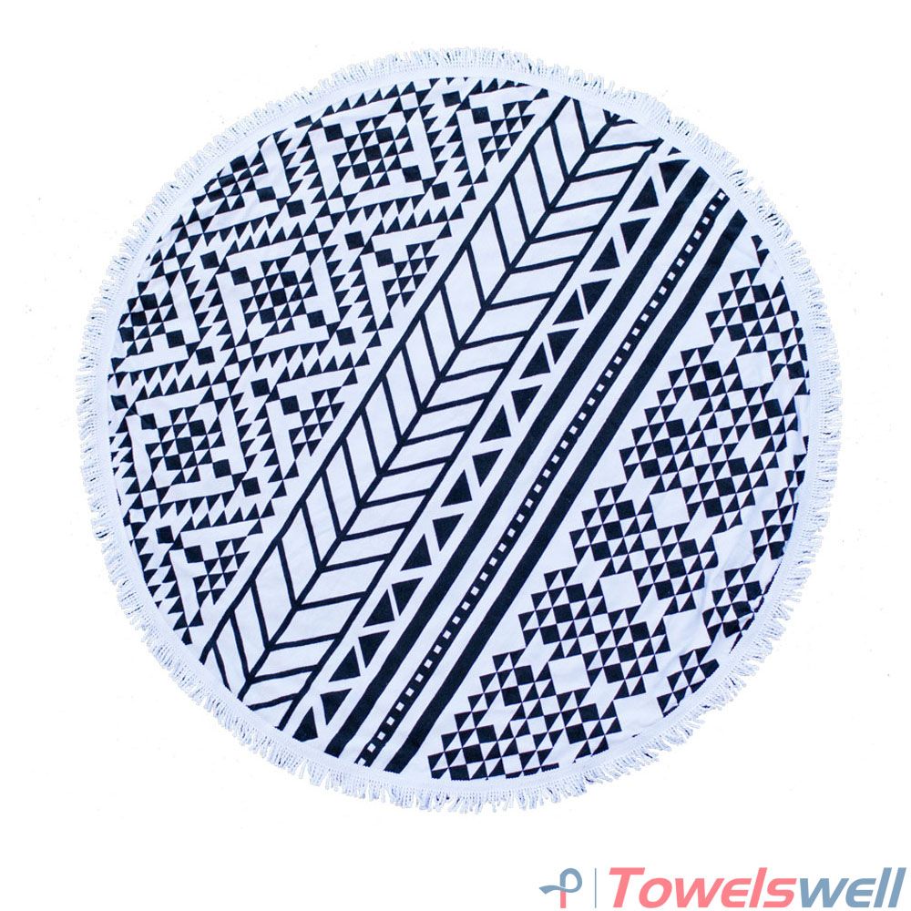 Large Cut Pile Printed Round Beach Towel