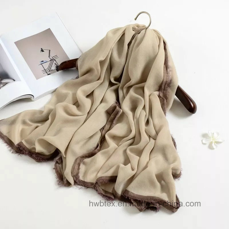 Constrast Color of Yarn Dyed 100% Cotton Soft Shawl (Hz92)