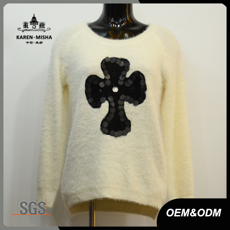 Lady Cross Patterned Ribbed Sweater