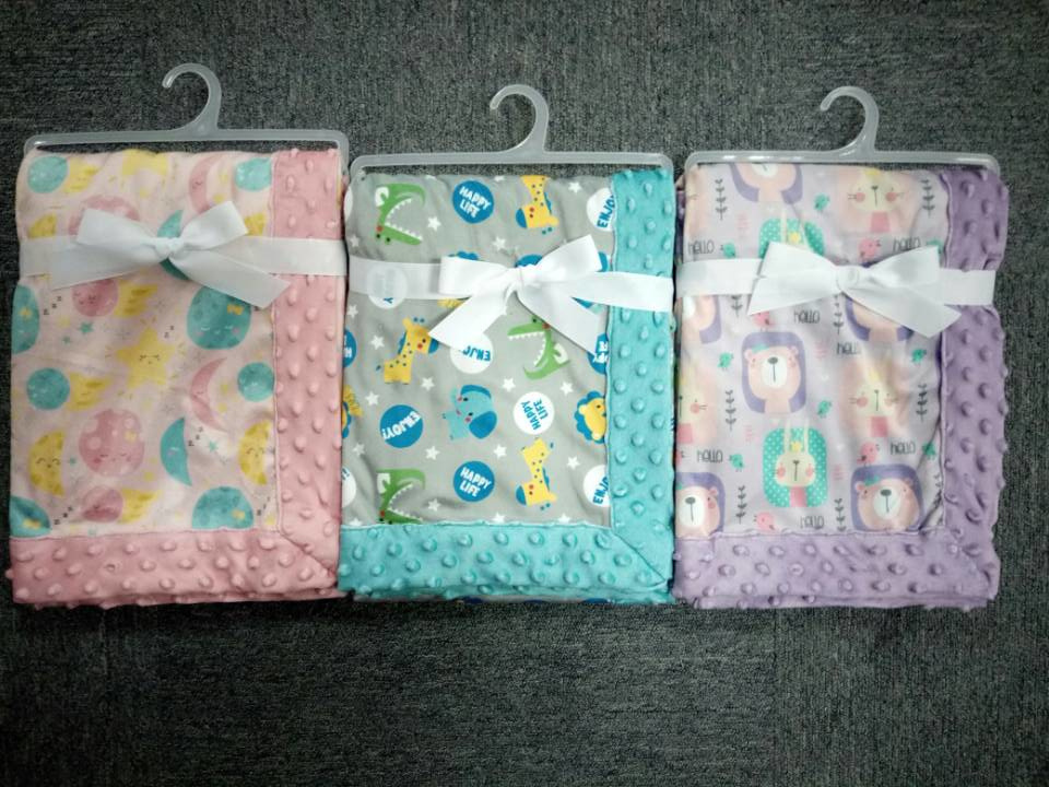 Printed Embossed Micro Mink Baby Blanket