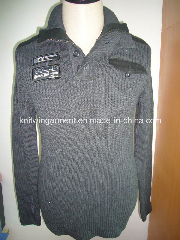 Men Knitted Shawl Neck Casual Wear with Buttons (M12-011)