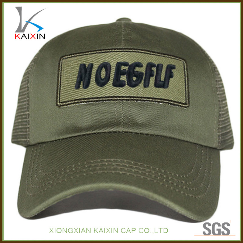 Custom Green Embroidered Baseball Mesh Hat Trucker Cap