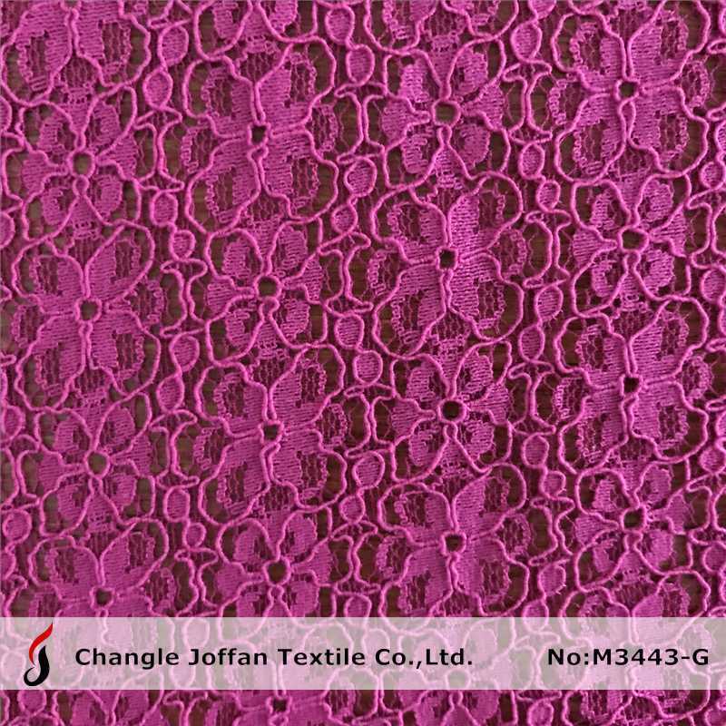 Fushia Flower Lace Fabric for Garment (M3443-G)