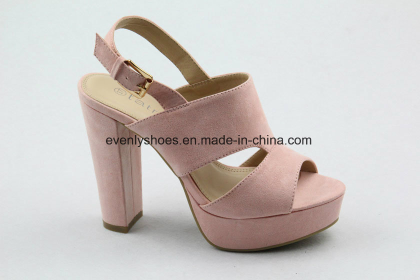 New Design Block Heel Fabric Upper High Heel Lady Sandal