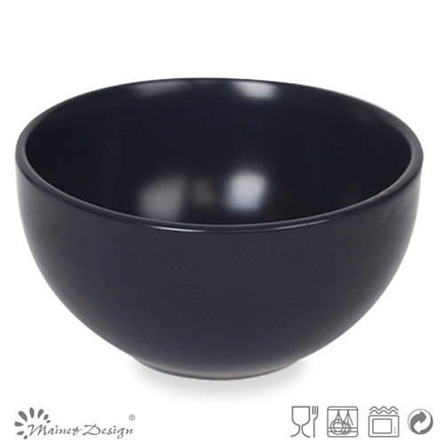 Solid Matte Black Ceramic Bowl