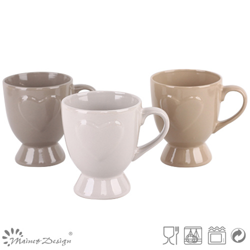13oz Footed Embossed Heart Design Ceramic Stoneware Mug
