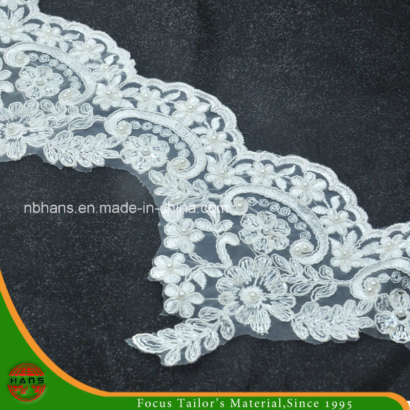 Embroidery Lace on Organza with Beads & Sequins (HD-040)