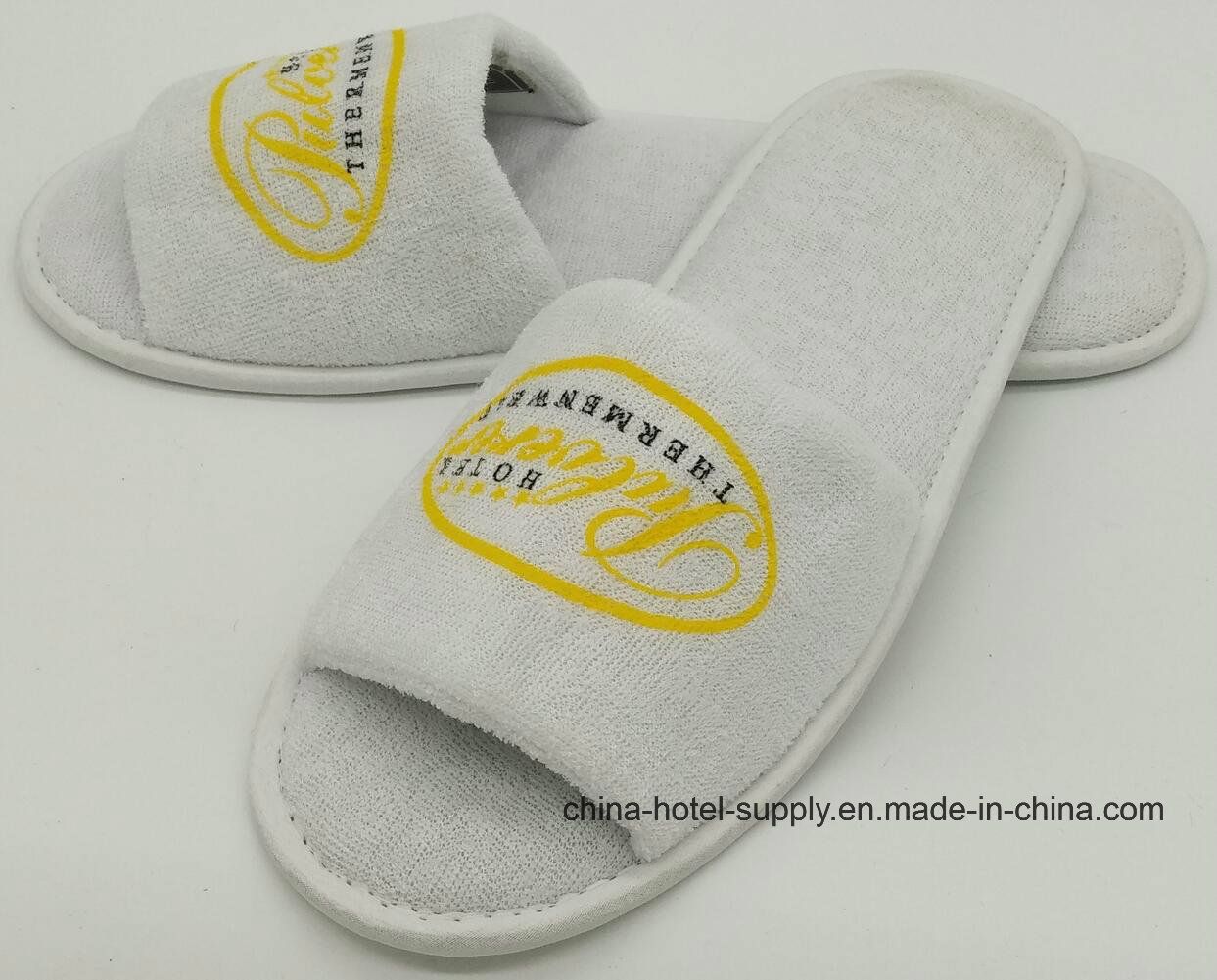 Open Toe Terry Towel Slipper Rubber Printing