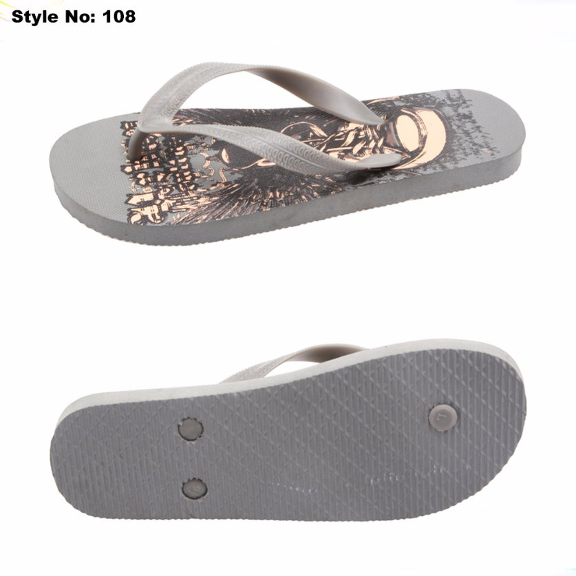 PE Sole PVC Strap Custom Flip Flops with colorful Printed Design Fashion PVC Rubber Slipper