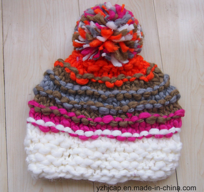 POM POM Beanie Hat Jacquard Knitted Hat