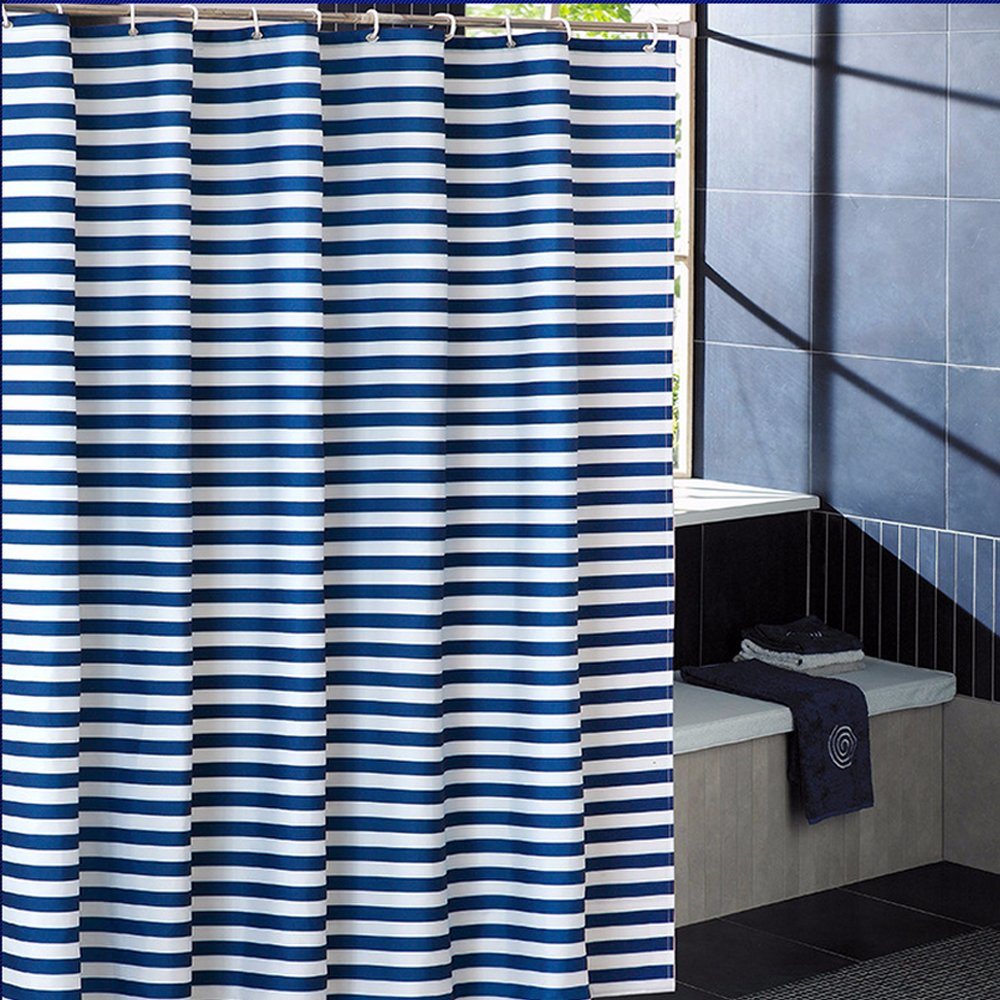 Stripes Printed Waterproof Anti-Crease Polyester Fabric Bathroom Shower Curtain (01S0008)