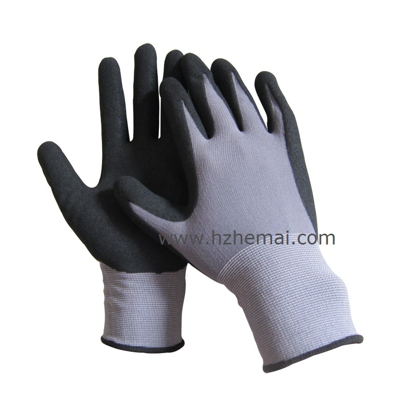 15 Gauge Nylon Spandex Sandy Nitrile Coating Safety Work Glove
