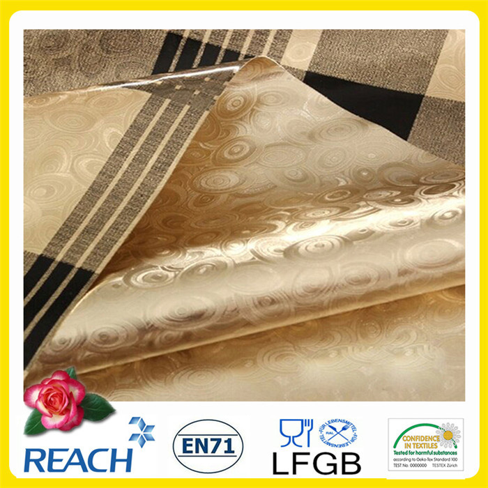 PVC Double Side Gold Embossed and Printed Tablecloth