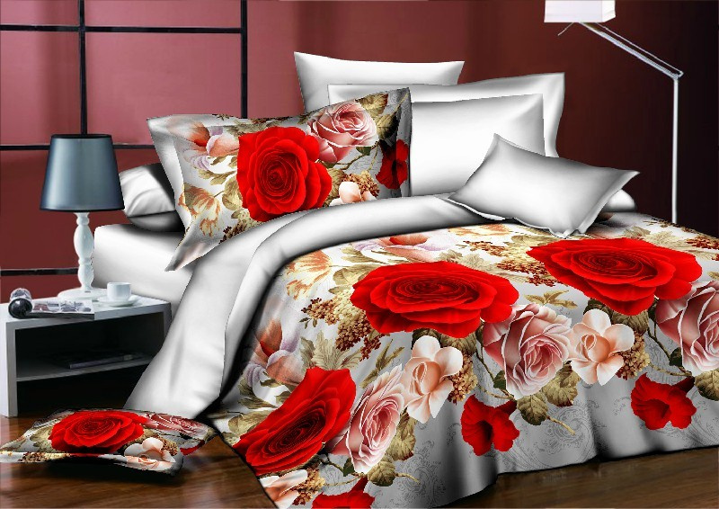 Elegant Flower Printing 3D Bedding Set