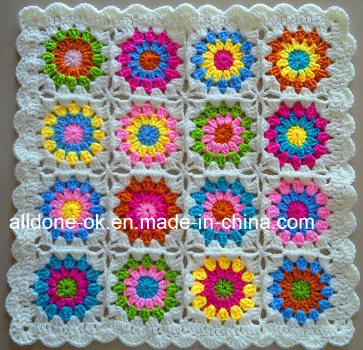 Custom New Design Fancy Decorative Hand Knitted Crochet Flower Cushion