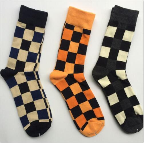 Square Plaid Patten Design Leisure Sock