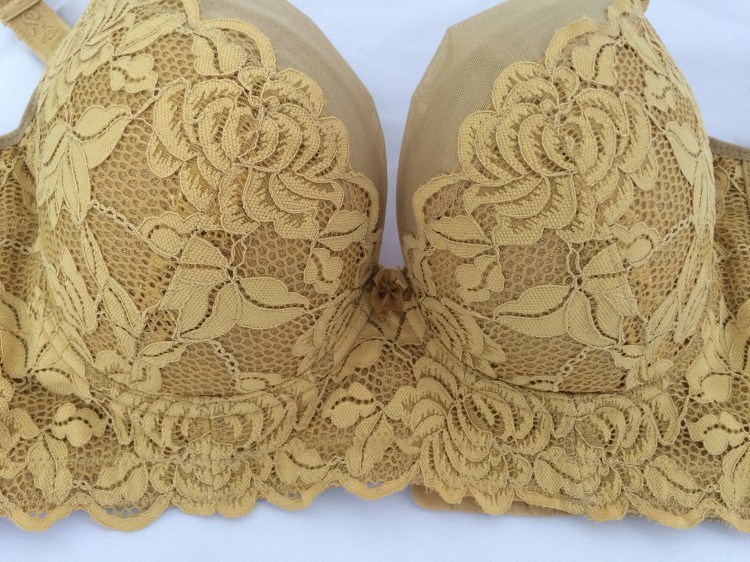 Good Quality Yellow Lace Coverage Underwired Bra Without Panty