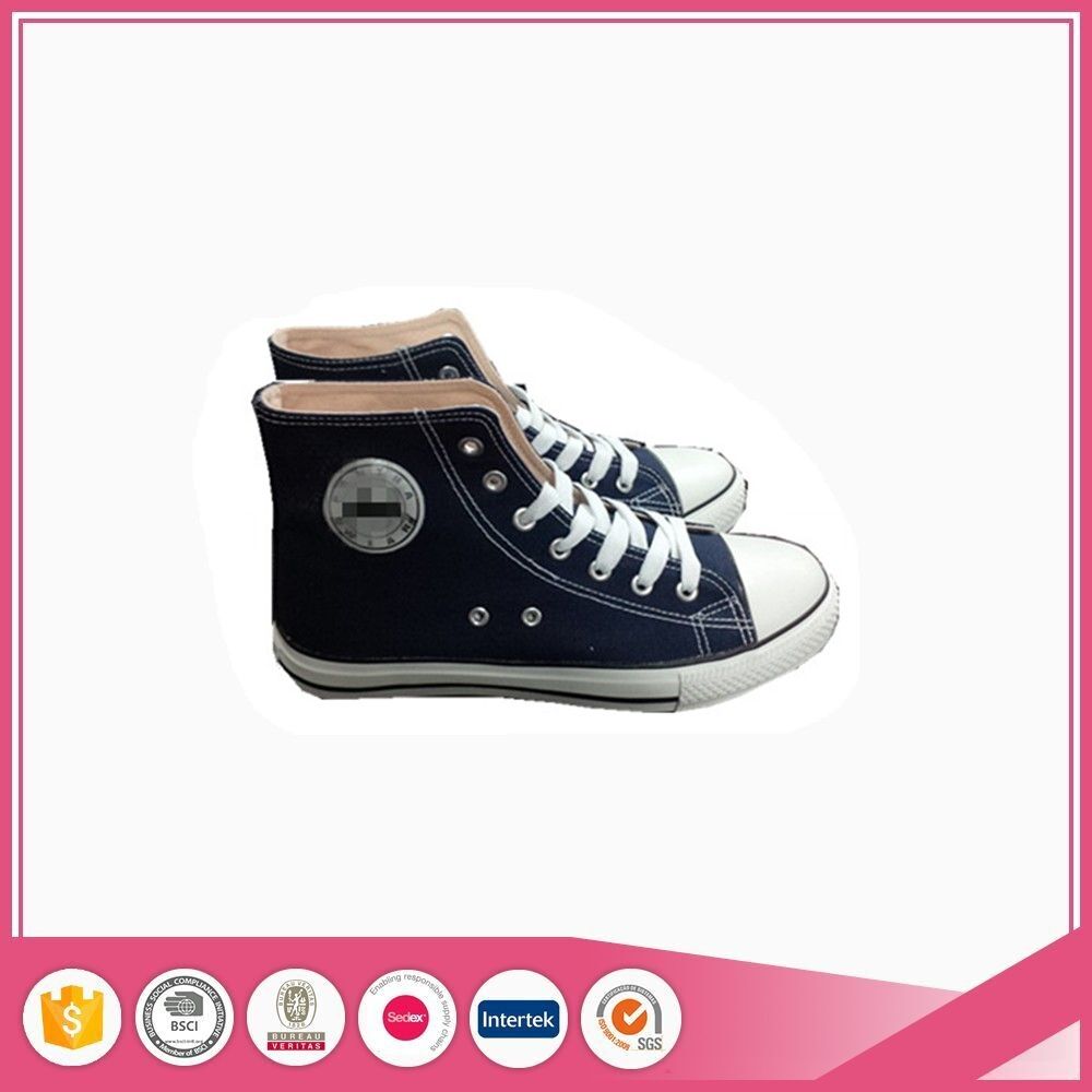 High Top Basic Style Black Canvas Vulcanized Shoes