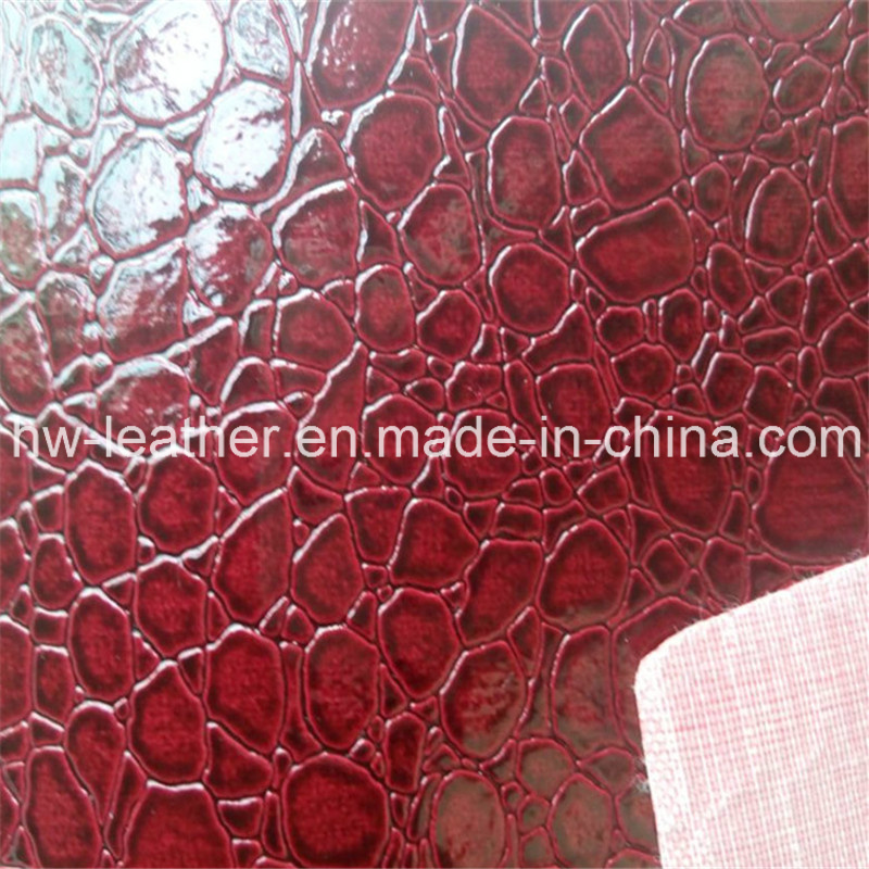 Shiny Croco PVC Leather for Sofa & PVC Synthetic Leather Hw-865