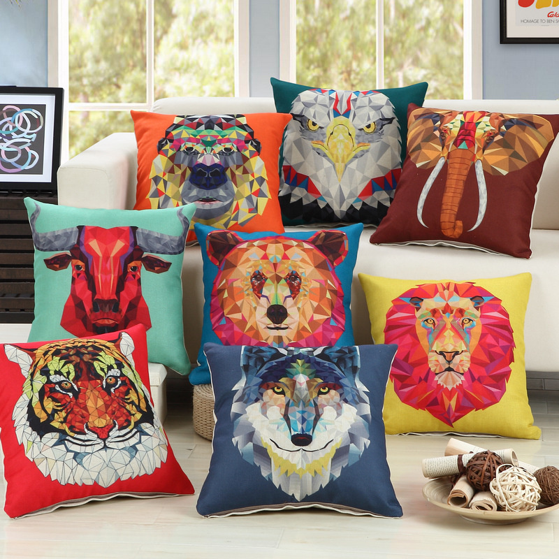High Quality Thick Cotton Linen Digital Print Throw Pillow Case Back Cushion Cover