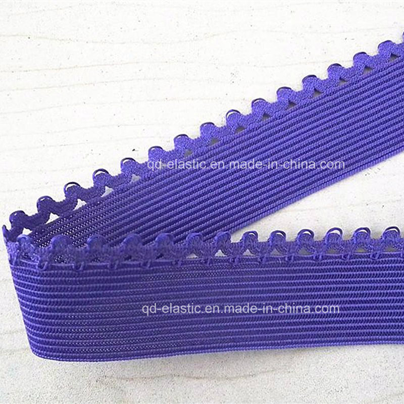 25mm Custom Color Satin Face Picot Edge Nylon Spandex Waist Elastic for Underwear
