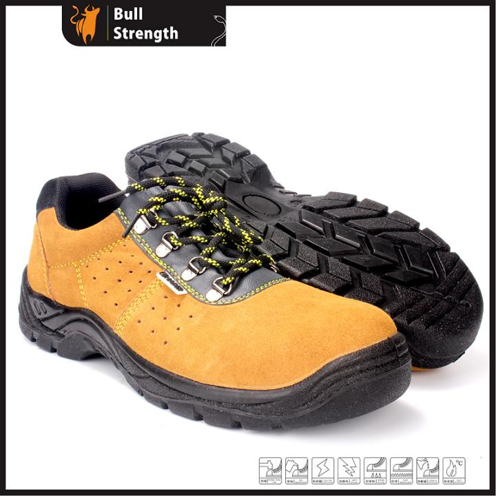 Low Cut Suede Leather Safety Shoe with PU Injection (SN5301)